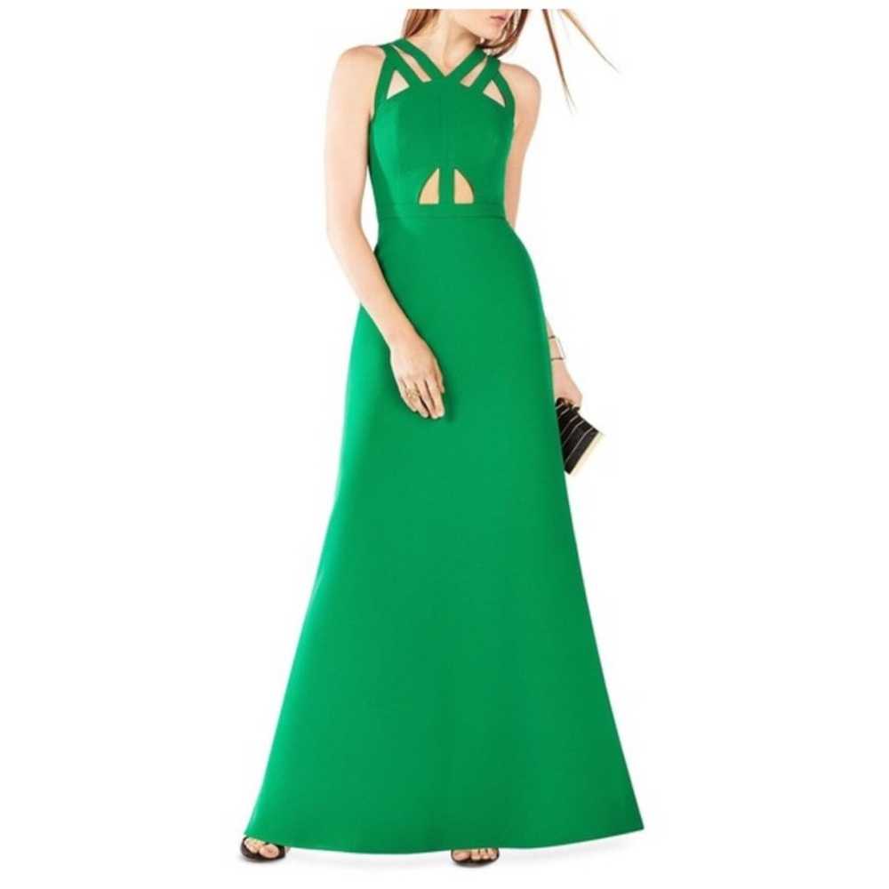 BCBGMaxAzria Green Deana Cutout Maxi Dress Gown S… - image 4
