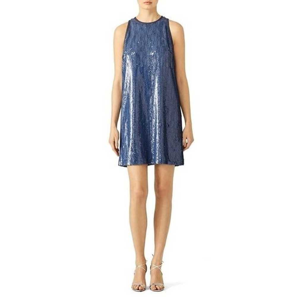 Carmen Marc Valvo Denim Sequin Shift Denim Blue W… - image 2