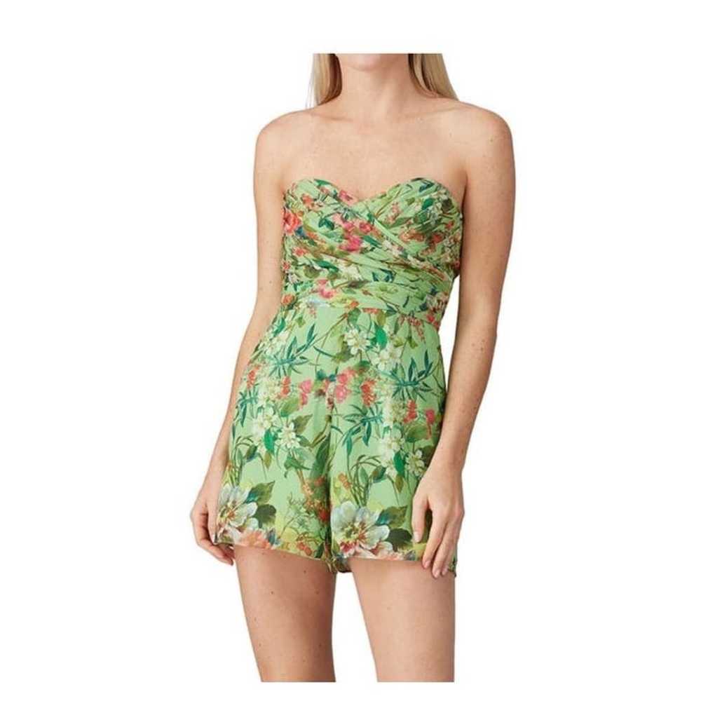 Jay Godfrey Lydia Strapless Romper Green Floral C… - image 4