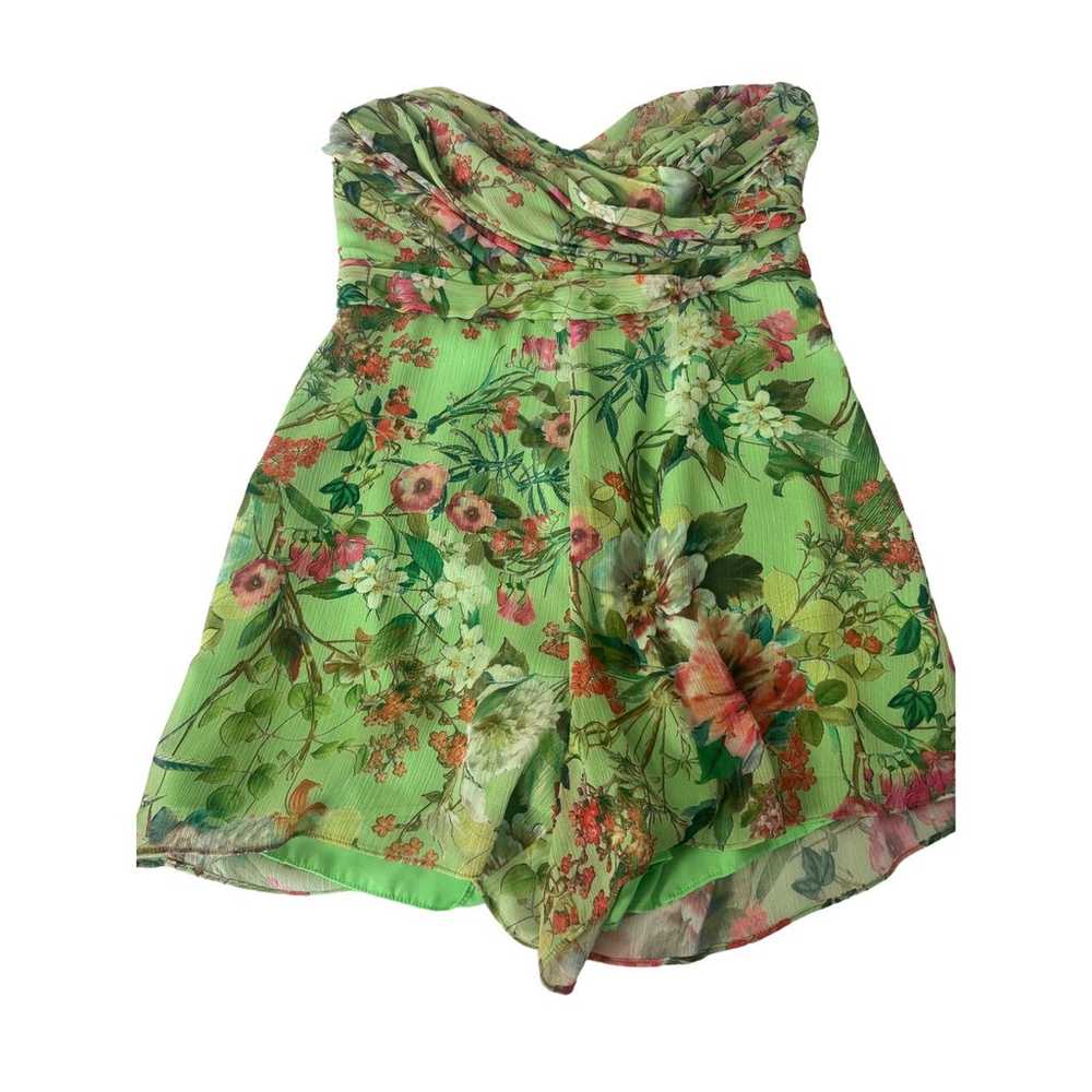 Jay Godfrey Lydia Strapless Romper Green Floral C… - image 6