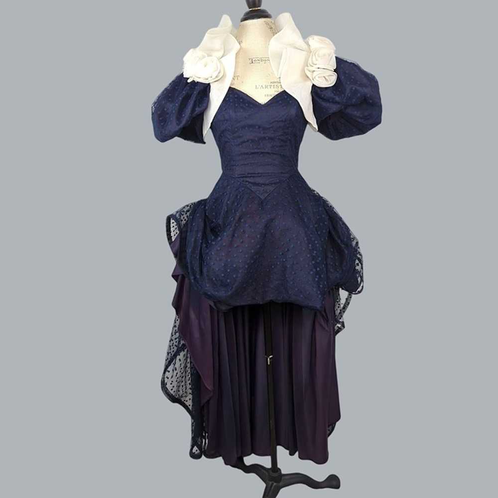 Vintage Womens Blue Dress Small Tulle Formal Avan… - image 1
