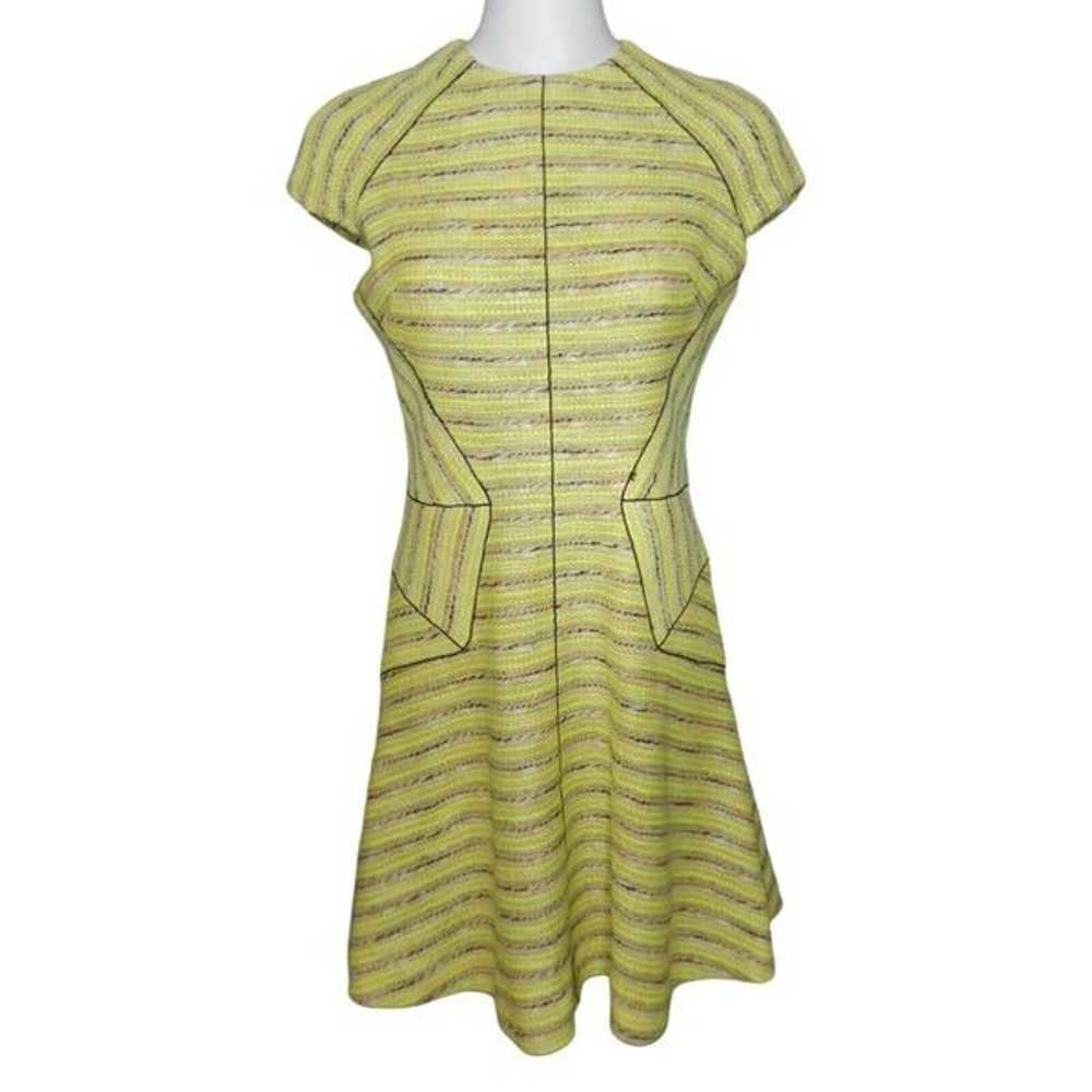 Lela Rose Cotton Blend Tweed Dress Size 8 Yellow … - image 1