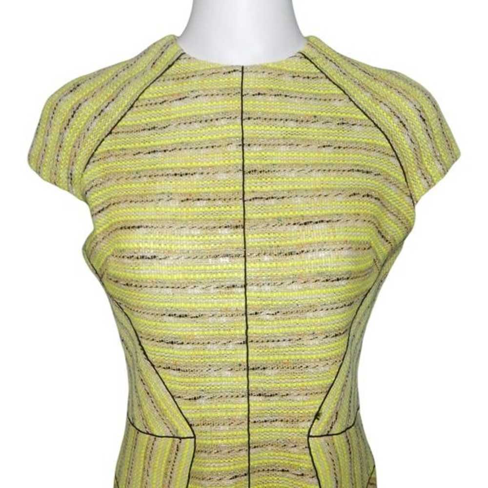Lela Rose Cotton Blend Tweed Dress Size 8 Yellow … - image 2