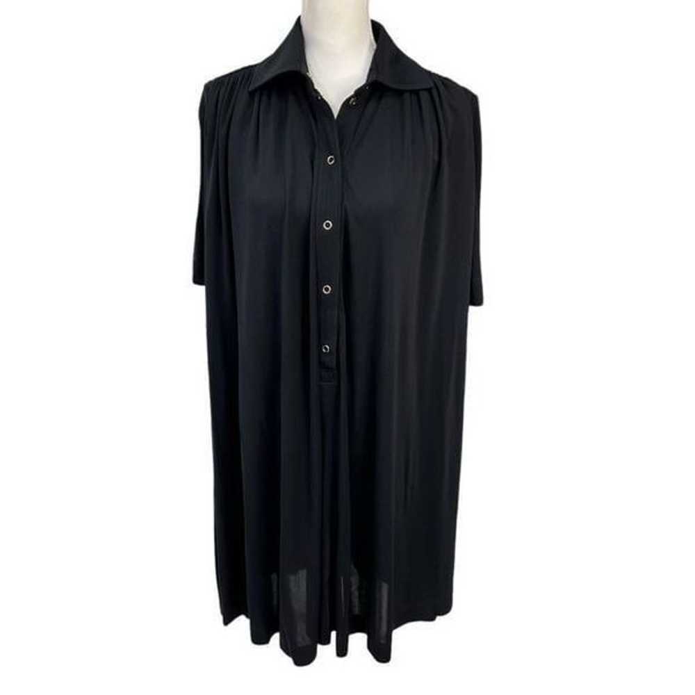 Burberry Jersey Gathered Belted Shirt Dress Black… - image 1