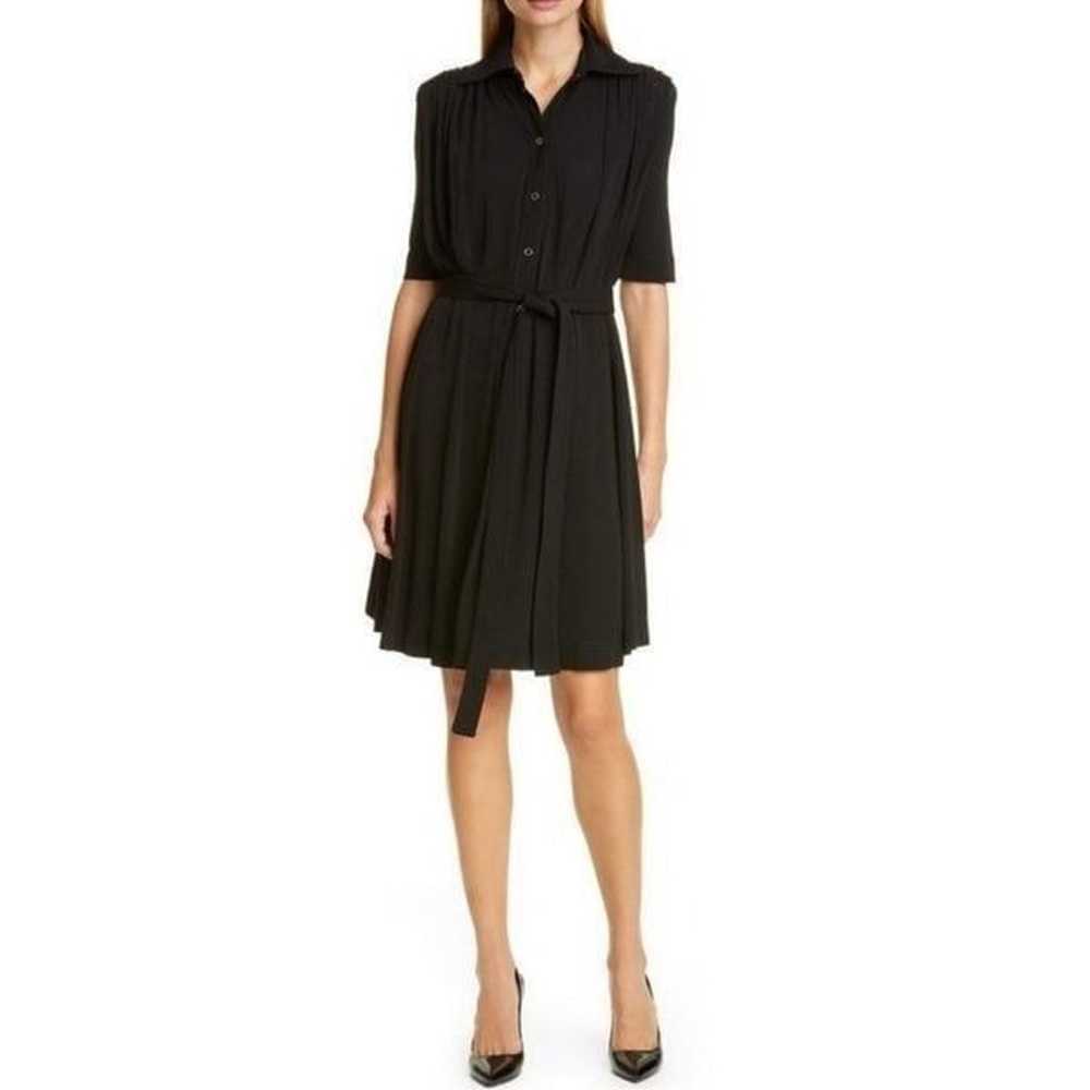 Burberry Jersey Gathered Belted Shirt Dress Black… - image 5