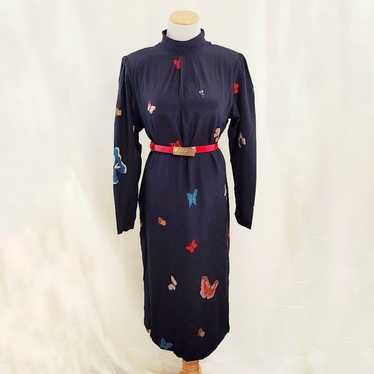 Vintage Hanae Mori black butterfly dress size 10