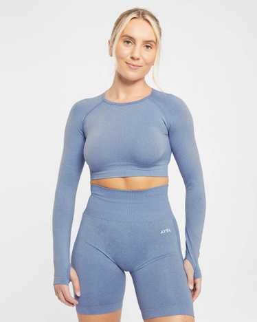 AYBL Empower Seamless Long Sleeve Crop Top - Blue 