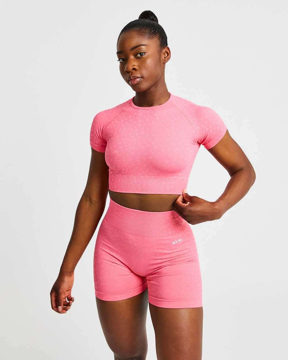 AYBL Evolve Speckle Seamless Crop Top - Coral Pink - image 1