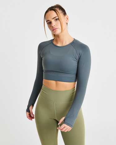 AYBL Core Long Sleeve Crop Top - Asphalt Grey