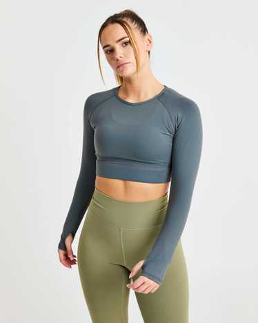 AYBL Core Long Sleeve Crop Top - Asphalt Grey