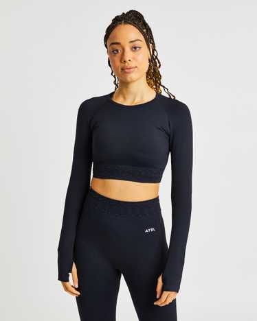 AYBL Elevate Seamless Long Sleeve Crop Top - Black