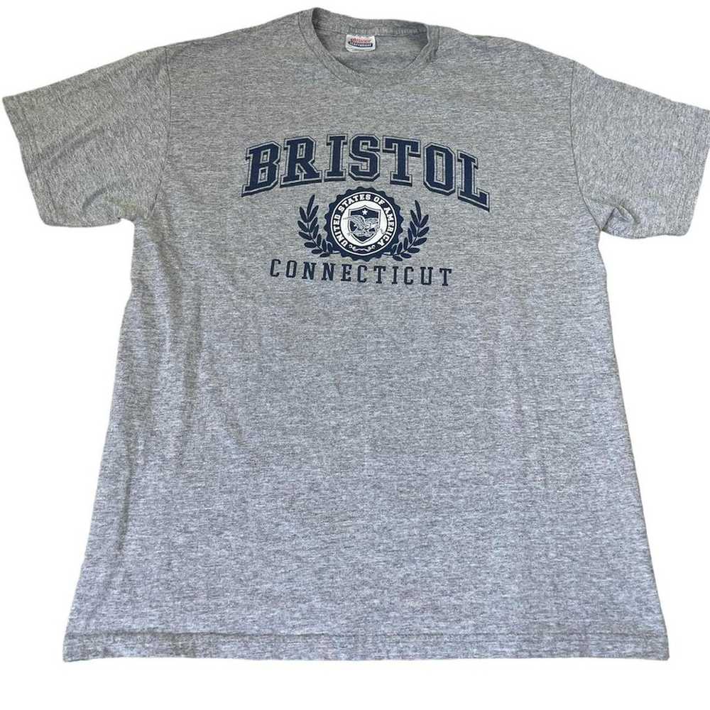 Vintage Bristol Connecticut Gray Graphic Spell Ou… - image 1