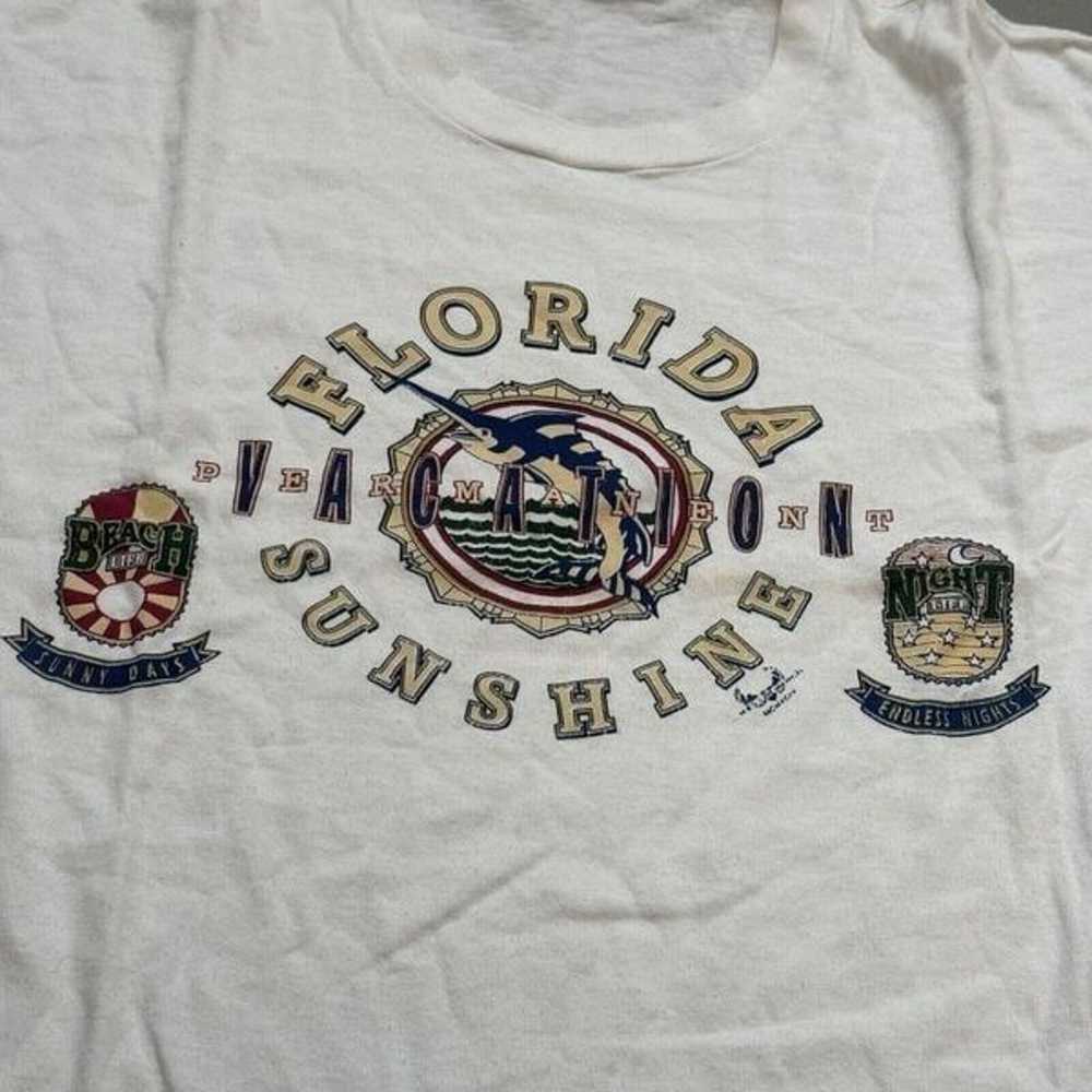 VTG Florida Shirt Adult Sz XL White Single Stitch… - image 2