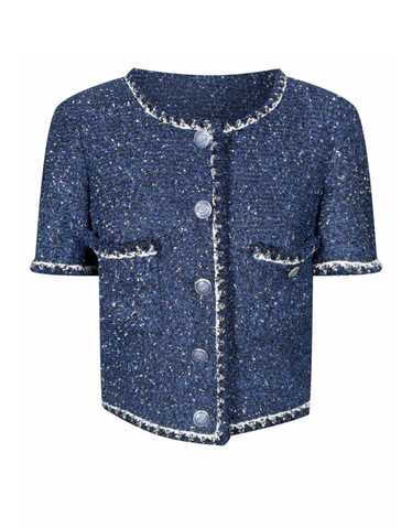 Product Details Chanel Navy Short Sleeve Tweed Ja… - image 1