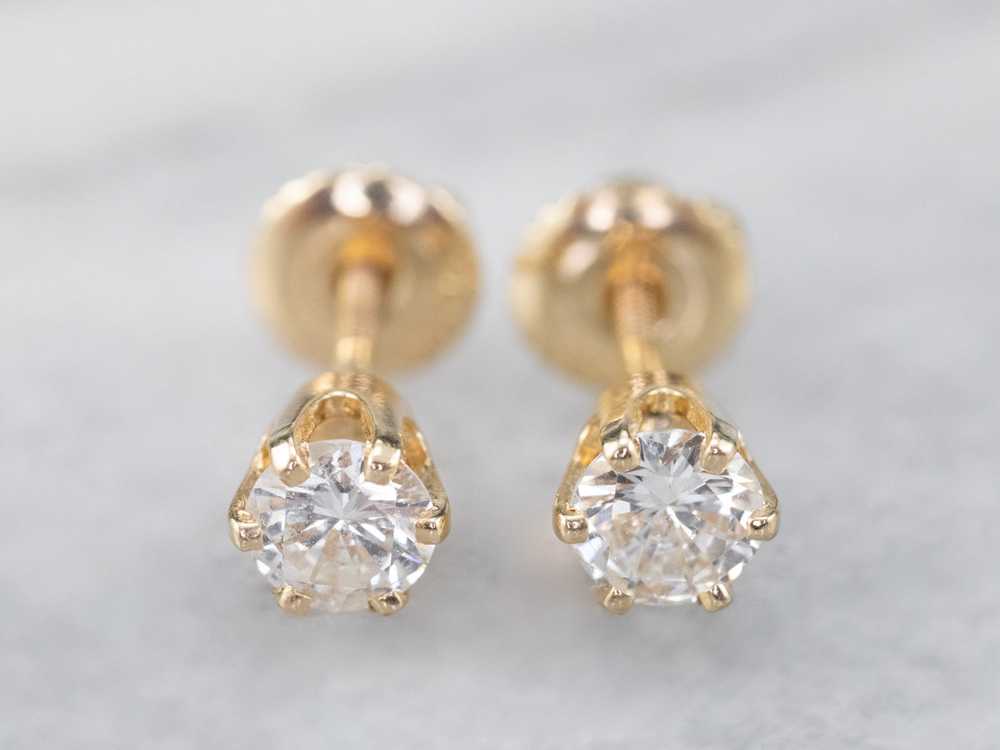 Diamond Gold Stud Earrings - image 1
