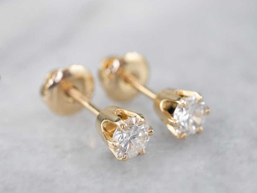 Diamond Gold Stud Earrings - image 2