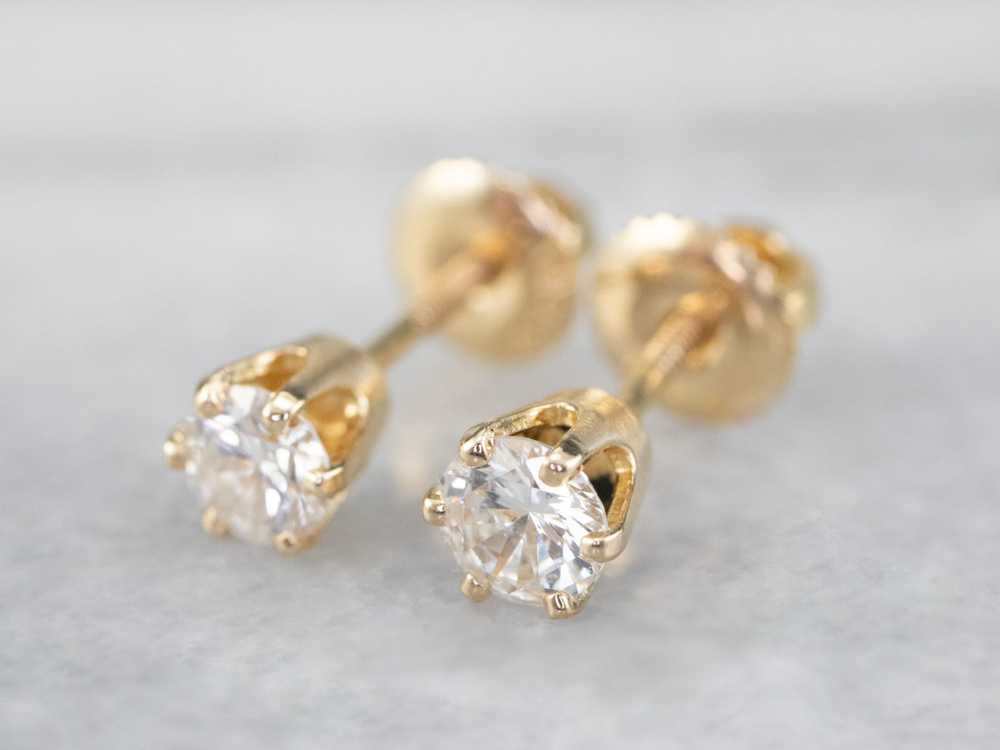 Diamond Gold Stud Earrings - image 3