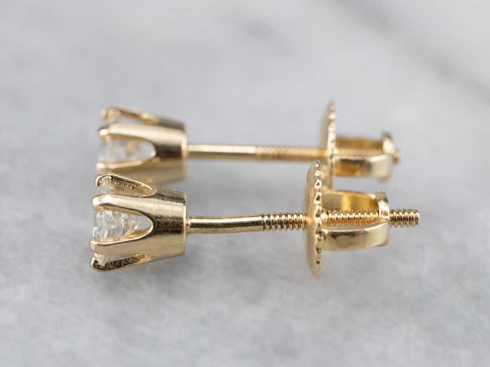 Diamond Gold Stud Earrings - image 4
