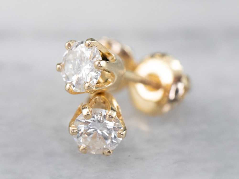 Diamond Gold Stud Earrings - image 6