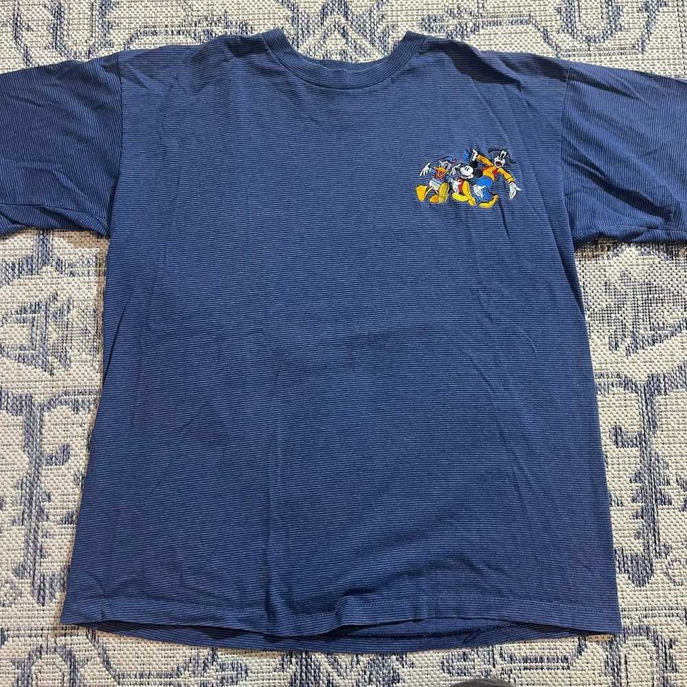 VTG 90's Mickey and Co Striped T Shirt Goofy Mick… - image 1