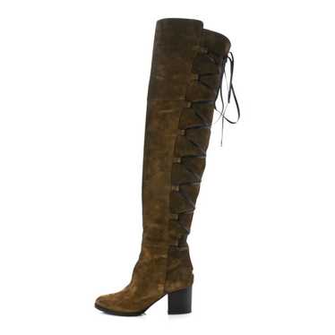 JIMMY CHOO Suede Mayfair 65 Boots 36.5 Olive - image 1