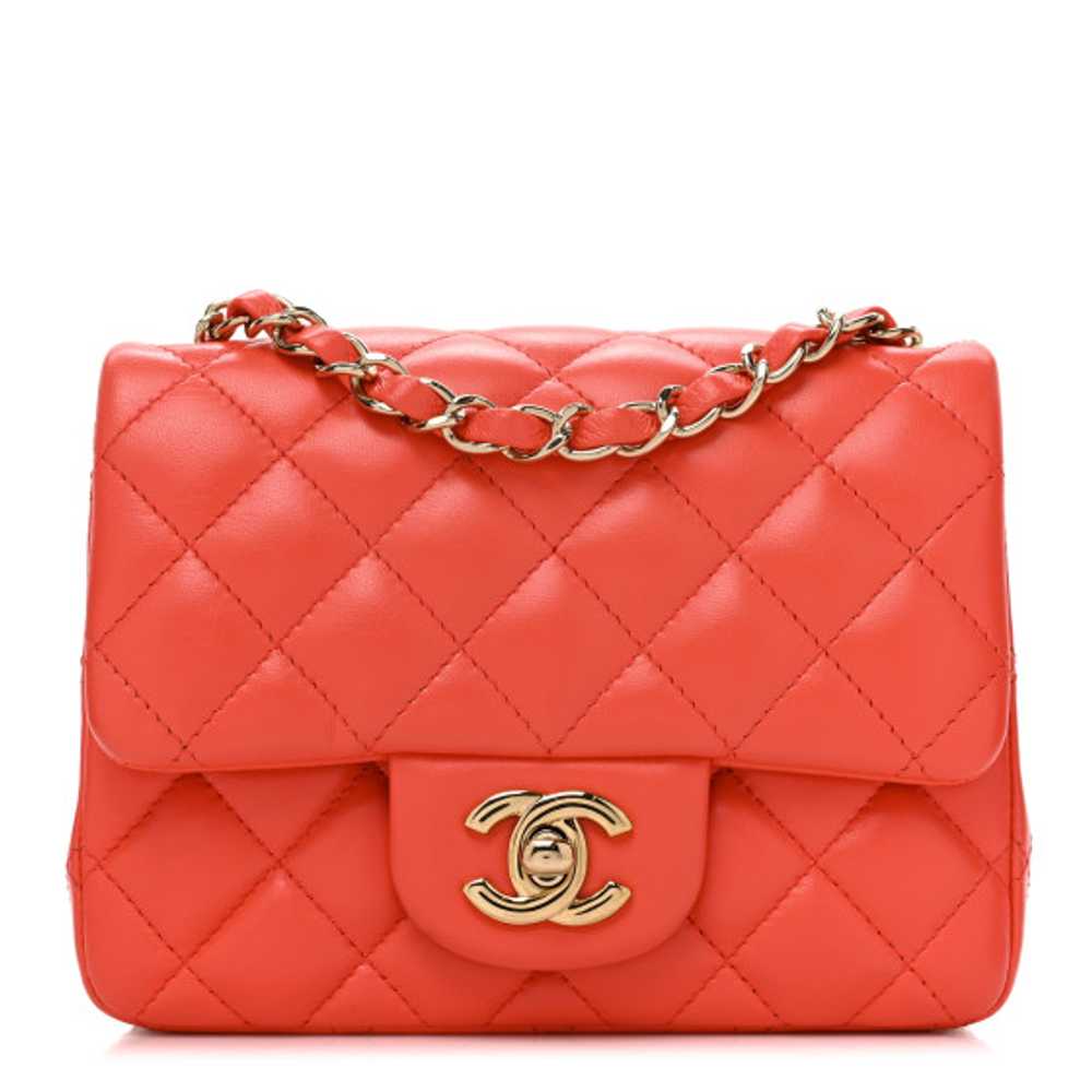 CHANEL Lambskin Quilted Mini Square Flap Red - image 1