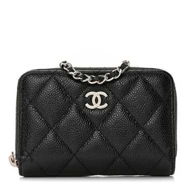 CHANEL Caviar Quilted Zip Around Coin Purse Walle… - image 1