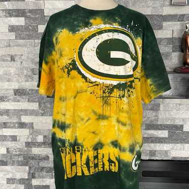 Green Bay Packers All Over Print Tie Dye Logo T-s… - image 1