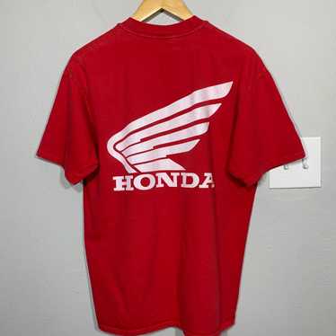 Vintage 90s Honda Wings Racing Red Logo Tee Size … - image 1