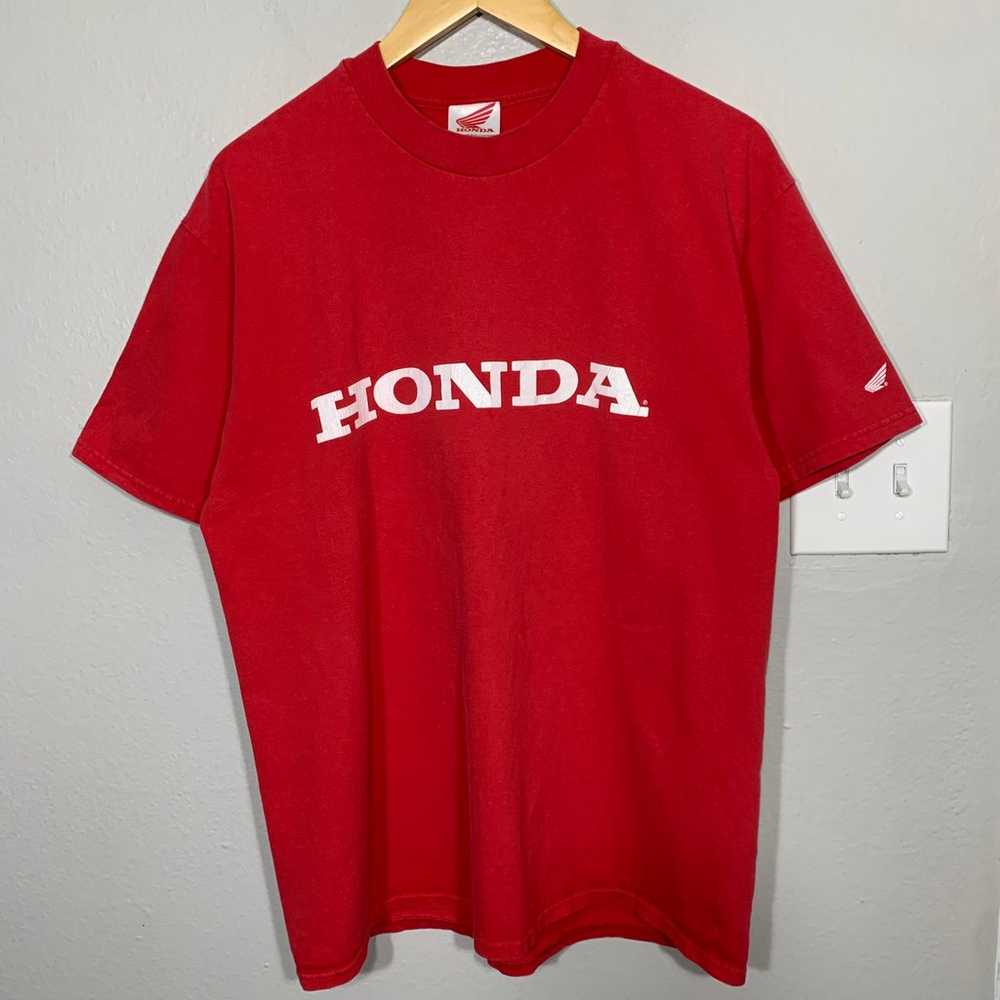 Vintage 90s Honda Wings Racing Red Logo Tee Size … - image 2
