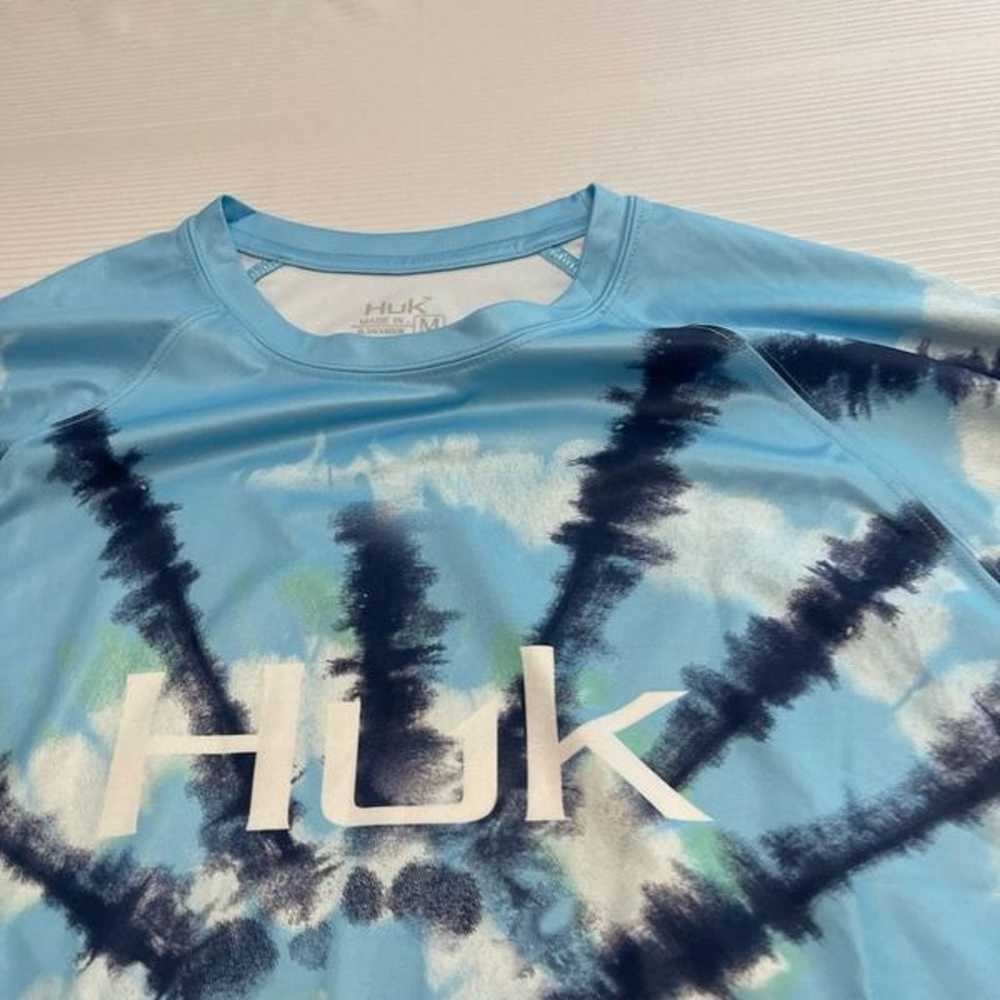 HUK Fishing Spiral Blue Tie Dye Long Sleeve Shirt… - image 2