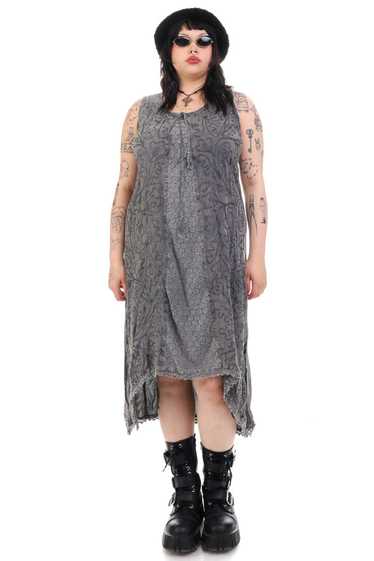 Vintage Y2K Faded Grey Embroidered Tank Dress - XL