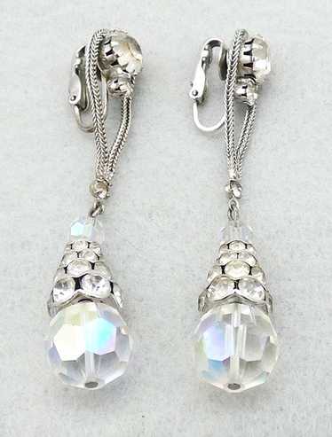 Clear Rhinestone and Crystal Pendulum Earrings