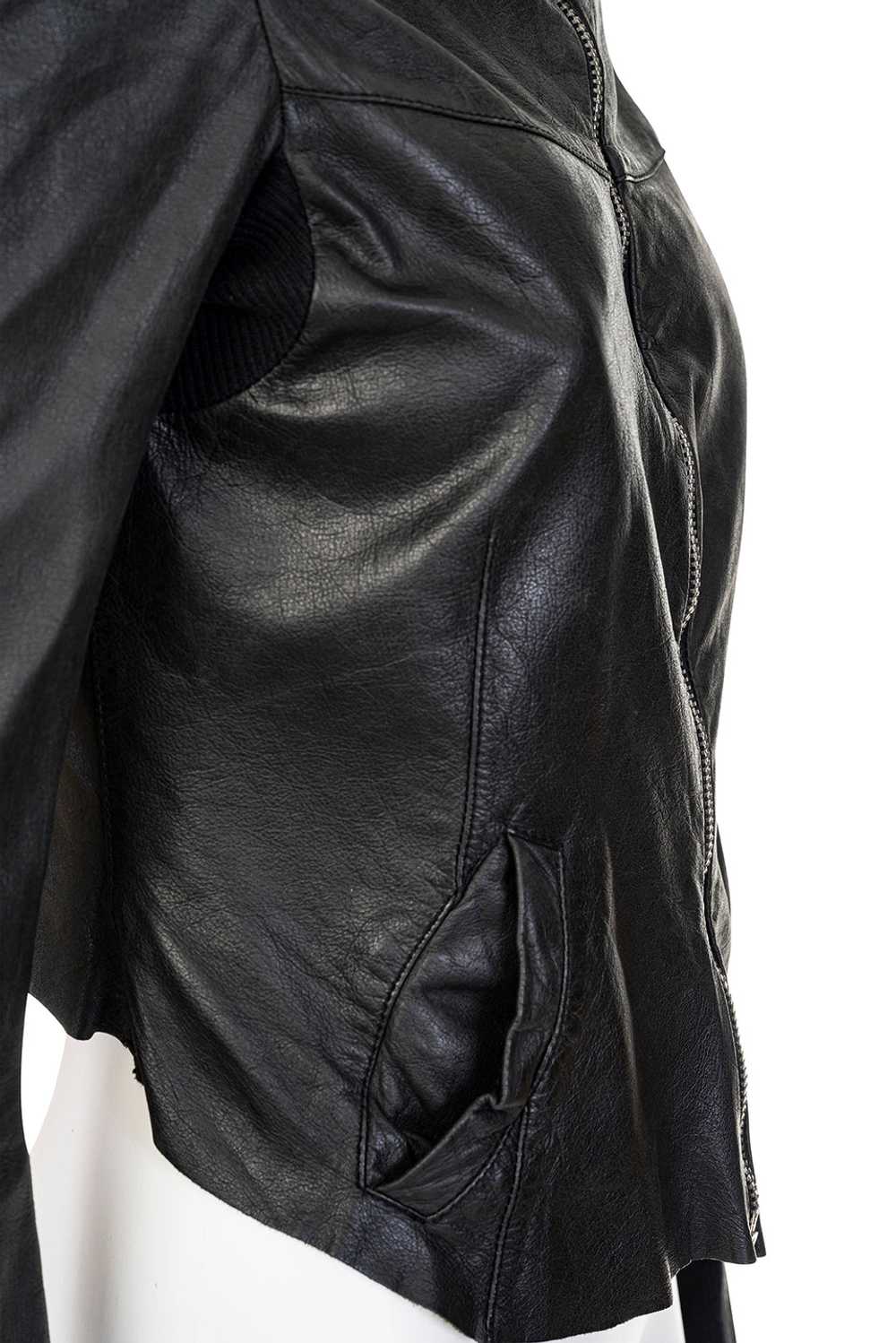 RICK OWENS ICONIC FITTED LEATHER JACKET - image 7