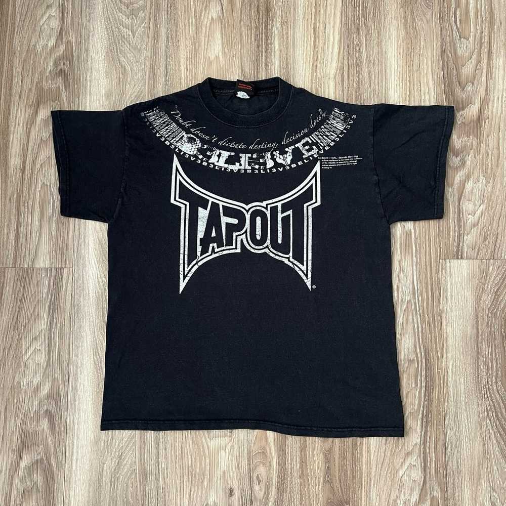 VTG Tapout Y2K White Black Spell Out American MMA… - image 1