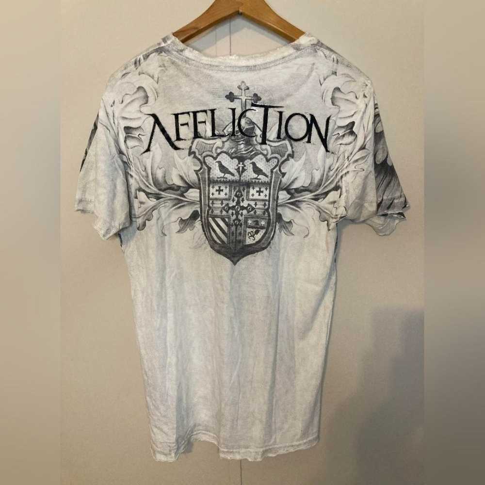 Affliction Black and White T-shirt with Eagle Cre… - image 3
