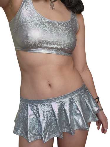 Raveival Bear Dance silver sparkle micro mini skir