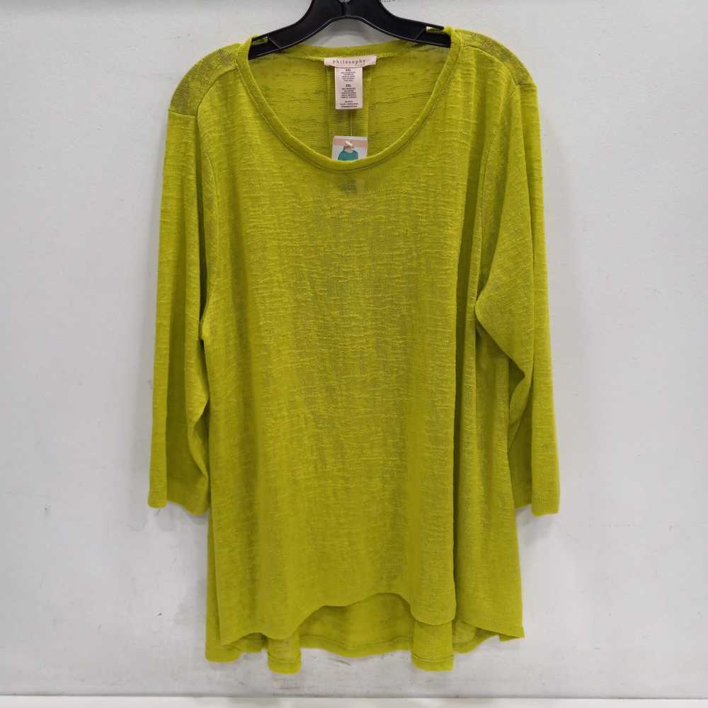 Philosophy Lime Green Knit Long Sleeve Blouse Wom… - image 1