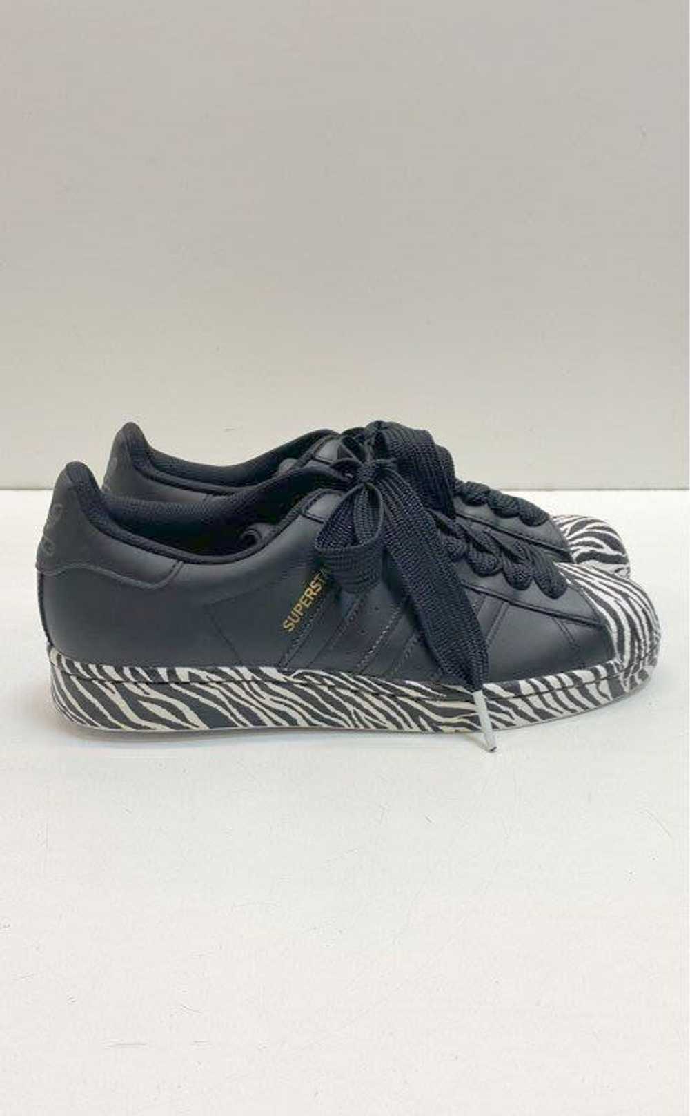 Adidas Leather Superstar Zebra Print Sneakers Bla… - image 1