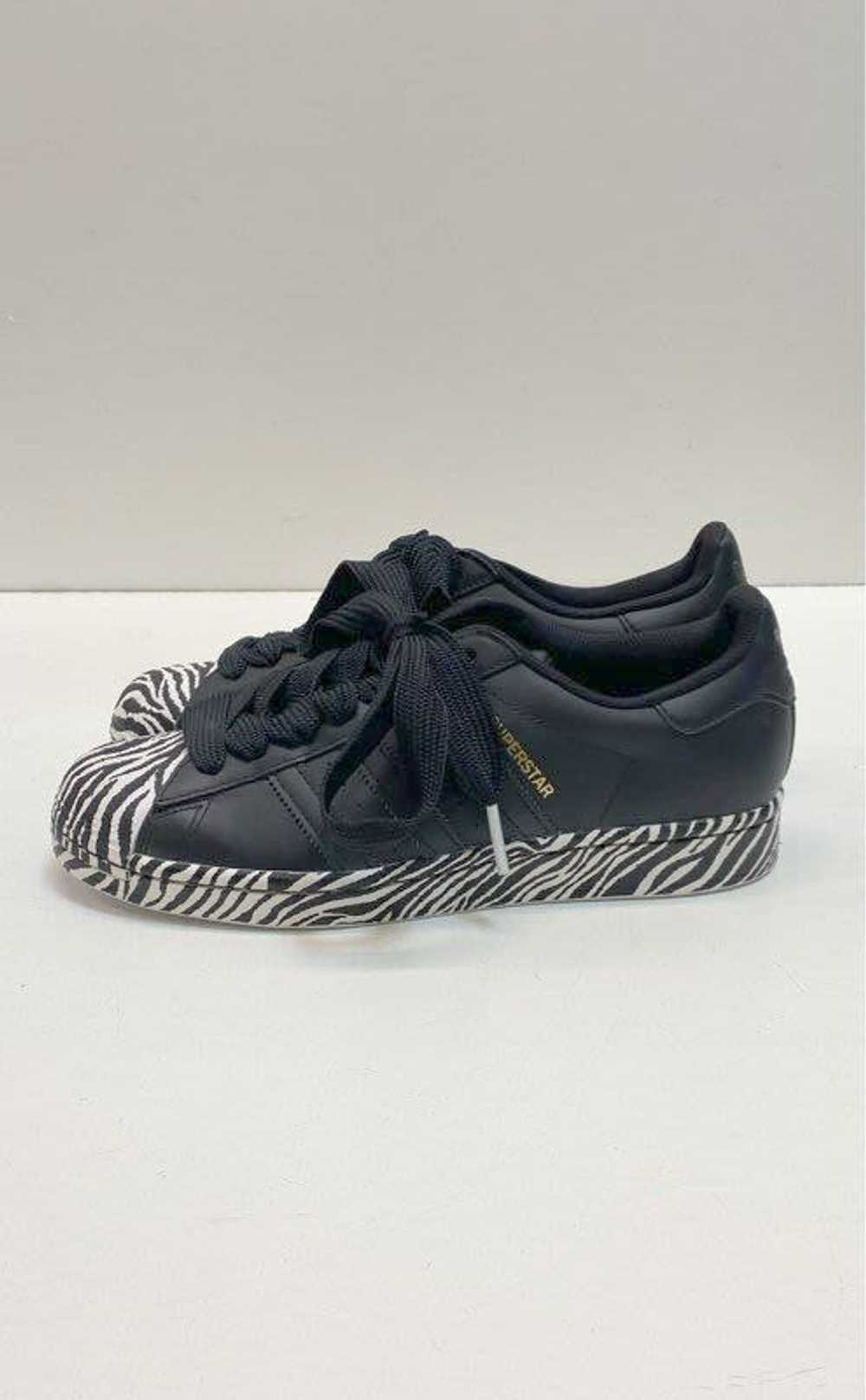 Adidas Leather Superstar Zebra Print Sneakers Bla… - image 2