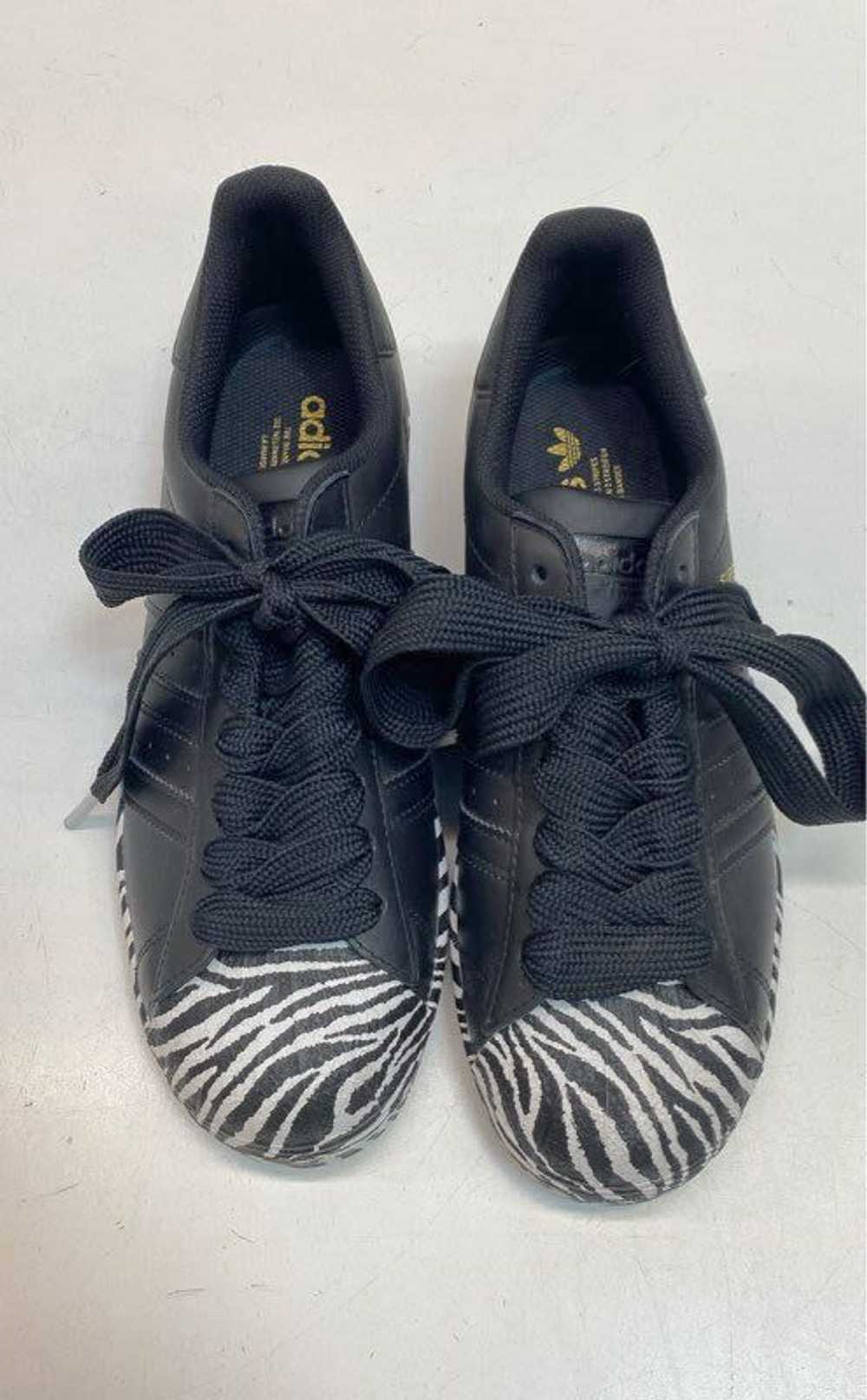 Adidas Leather Superstar Zebra Print Sneakers Bla… - image 5