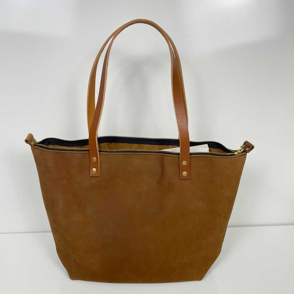 Portland Leather Large Cocoa Zip Tote with Tandles - image 2