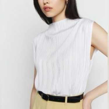 Reformation Aliyah Knit Top White Pleated Sleevel… - image 1