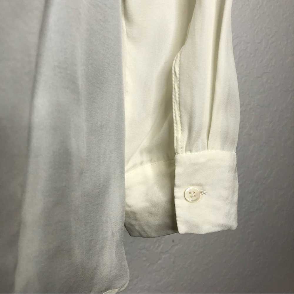 Theory Durlia ivory cream sheer silk blend button… - image 9