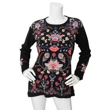 Johnny Was Floral Embroidered Waffle Knit Thermal… - image 1