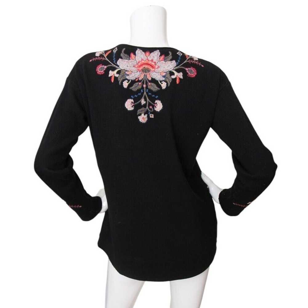 Johnny Was Floral Embroidered Waffle Knit Thermal… - image 3