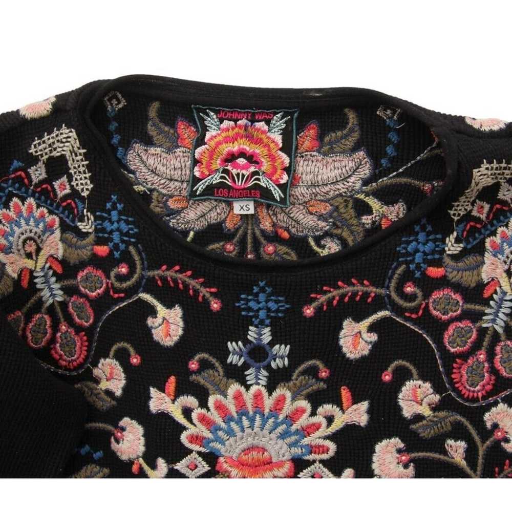 Johnny Was Floral Embroidered Waffle Knit Thermal… - image 4