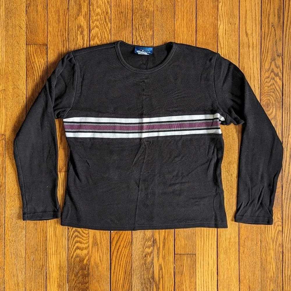 Vintage 90's Black Long Sleeve Striped Shirt - image 1