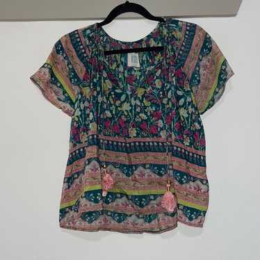 Bell by Alicia Bell Angel Floral Tassel Top SZ XS… - image 1