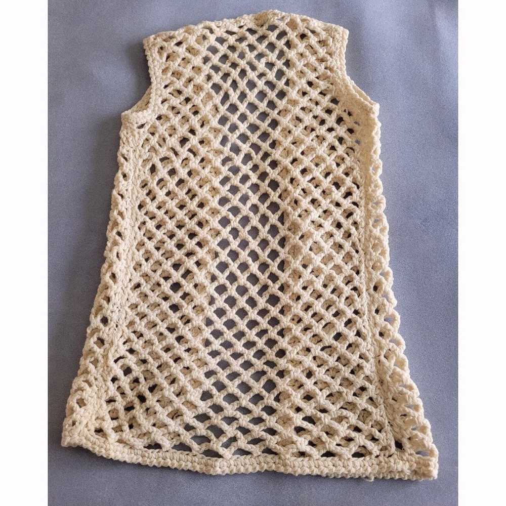 Vintage Crocheted Vest from 1960's, 100% Wool, ma… - image 3